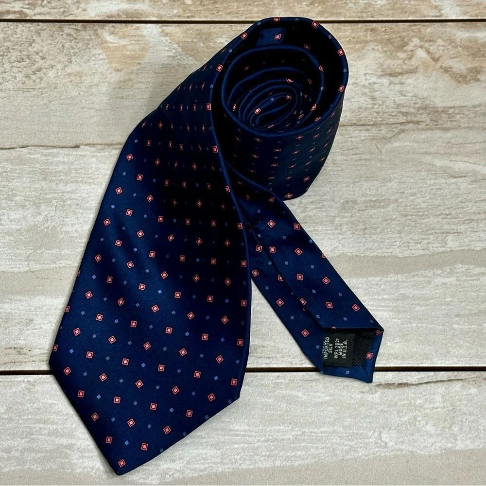 Joseph & Lyman Mens Blue Silk Tie Bloomingdale’s Exclusive USA Office Work Wear
